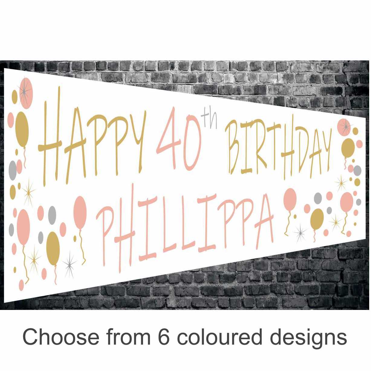 Any Age Personalised Banner - Balloons